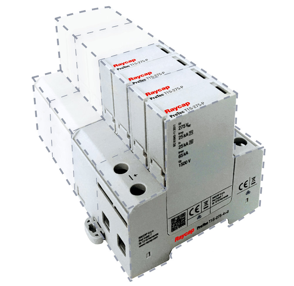 Dispositivos de protección de sobretensión Clase I para carril DIN 